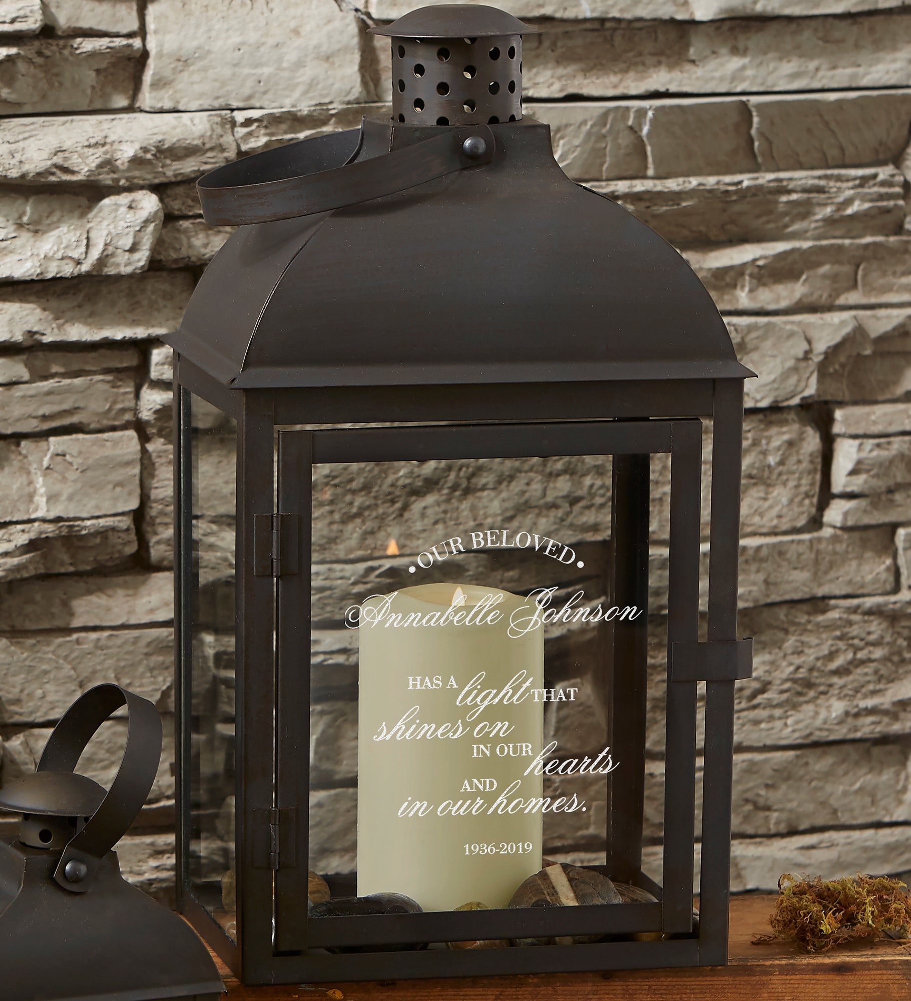 Memorial Light Personalized Candle Lantern 3 Piece Set